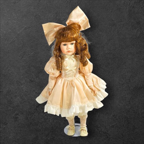 Haunted Porcelain Doll Brinn’s Red Curls Pink Bow Paranormal Presence Cold Quiet - Picture 2 of 6